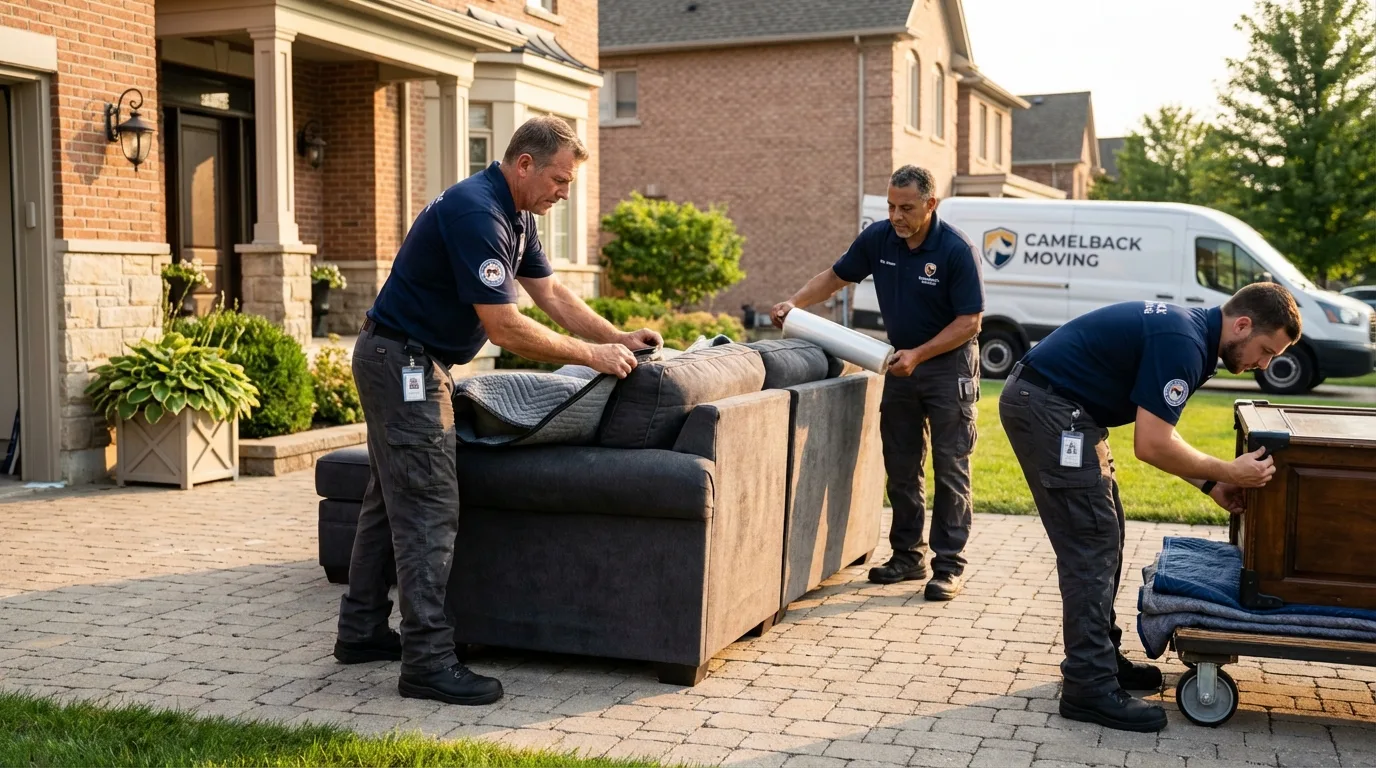 Large estate moving crew wrapping furniture in Vilonia, AR